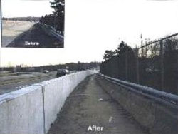 Before and after picture of the overpass.