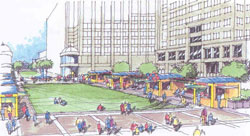 A design sketch of a public space.