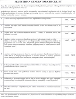 Pedestrian Generator Checklist.